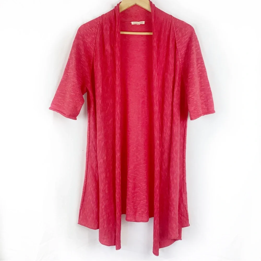 Eileen Fisher Slub Knit Linen Cotton Open Front Cardigan - Picture 1 of 7